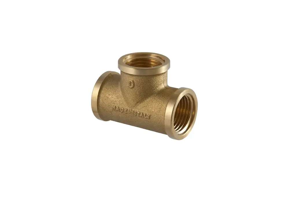 Brass female tee yellow